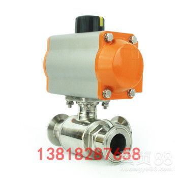 【q684f/5f-16p快装卫生食品级气动球阀t/l型卡箍式气动三通换向阀】-